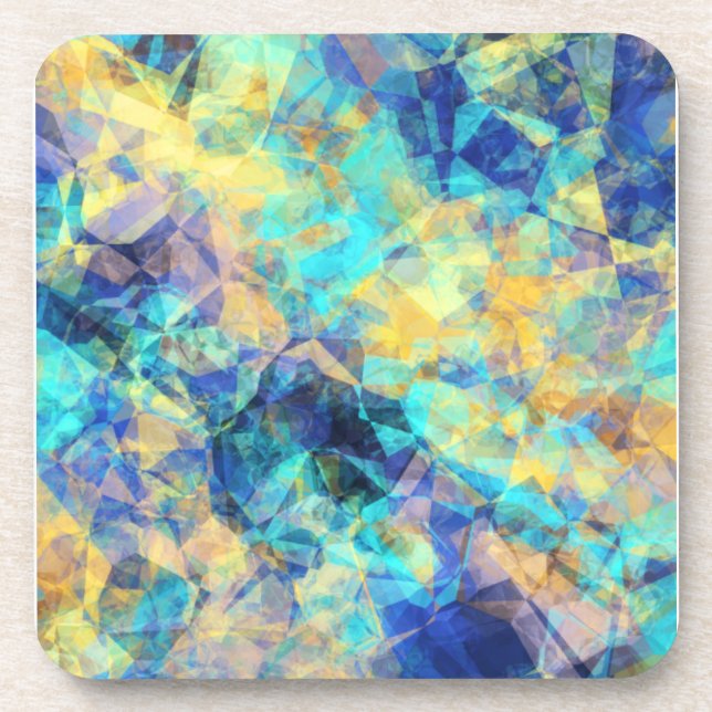 Dessous-de-verre Tissu bleu et jaune (Devant)