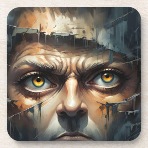 DESSOUS-DE-VERRE TORN VISAGE HOMME YEUX