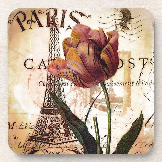 Dessous-de-verre Tour Eiffel et tulip (Devant)