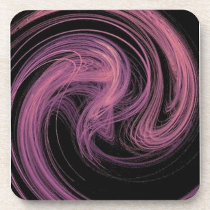 Dessous-de-verre Tourbillons de cheveux roses et violets sur noir