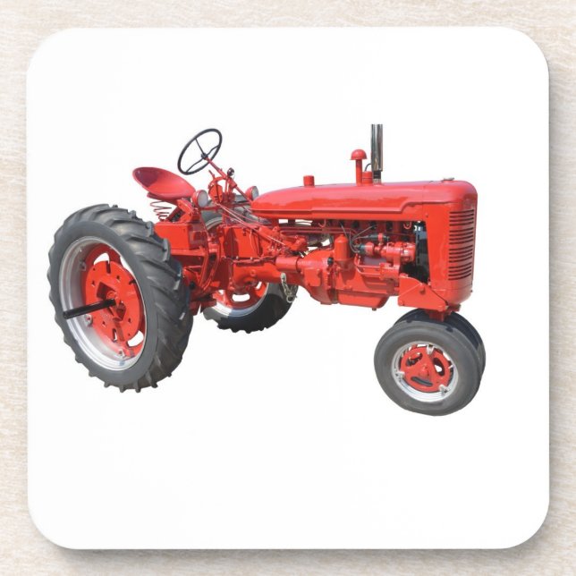 Dessous-de-verre Tracteur rouge vintage (Devant)
