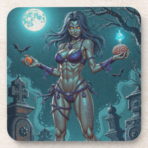 Dessous-de-verre Traite d'Halloween ou ami Zombie w Cerveau