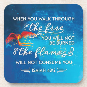 Dessous-de-verre "Traversez le feu" Ésaïe 43:2 Verset biblique