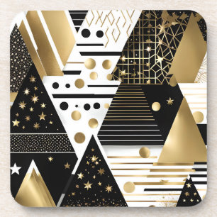 dessous de verre triangles or et noir abstrait