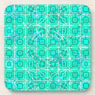 Dessous-de-verre Tribal Batik - aqua et turquoise avec blanc