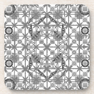 Dessous-de-verre Tribal Batik - gris / gris, noir et blanc