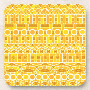 Dessous-de-verre Tribal Batik - moutarde or et orange