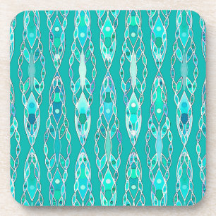 Dessous-de-verre Tribal Batik - Turquoise et Aquamarine