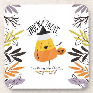 Dessous-de-verre Tricoter ou traiter l'Halloween du maïs bonbon   D