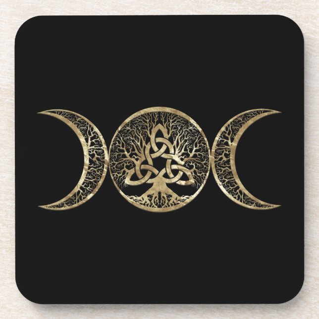 Dessous-de-verre Triple Lune Arbre de Vie Triquetra (Devant)