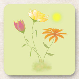 Dessous-de-verre Trois fleurs au soleil - transparentes.