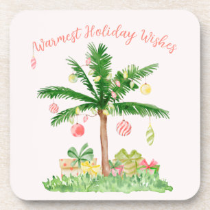 Dessous-de-verre Tropical Christmas Lights Coral & Green Whimsical