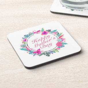 Dessous-de-verre Tropical Happy Mother's Day Floral Frame Coaster