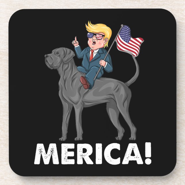 Dessous-de-verre Trump Merica Great Dane Dog American Hero 4e (Devant)
