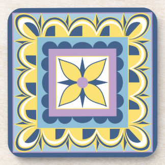 Dessous-de-verre Tuile bleue et jaune de Talavera de Mexicain