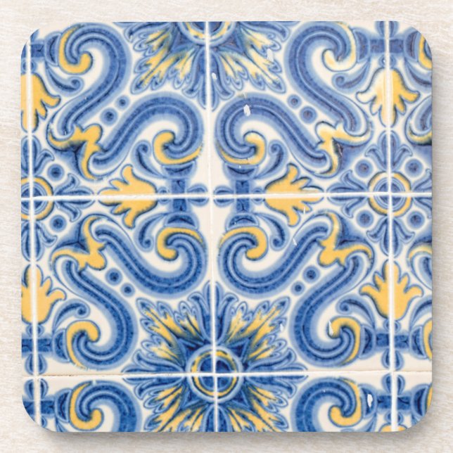Dessous-de-verre Tuiles bleues et jaunes, Portugal (Devant)