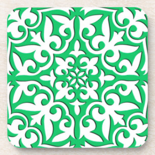 Dessous-de-verre Tuiles marocaines - Jade vert et blanc