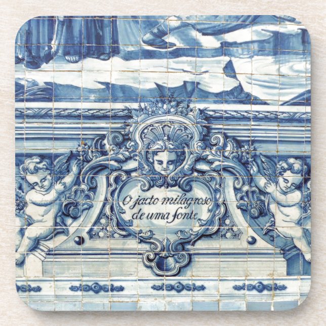 Dessous-de-verre Tuiles murales portugaises bleues et blanches avec (Devant)