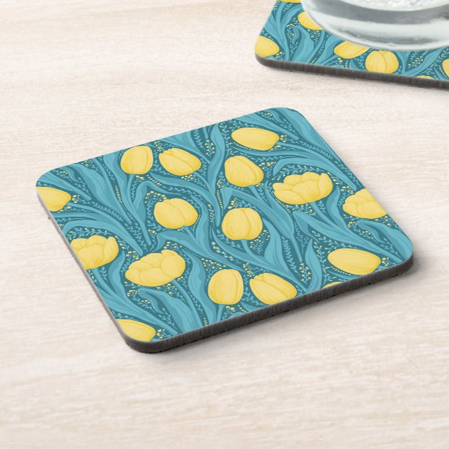 Dessous-de-verre Tulipes en bleu et jaune (Côté gauche)