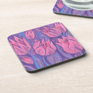 Dessous-de-verre Tulipes funky Fleurs de printemps peinture florale