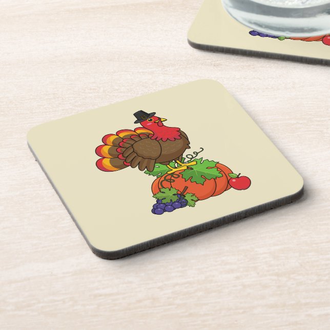 Dessous-de-verre Turquie mignonne avec moisson Thanksgiving (Côté gauche)