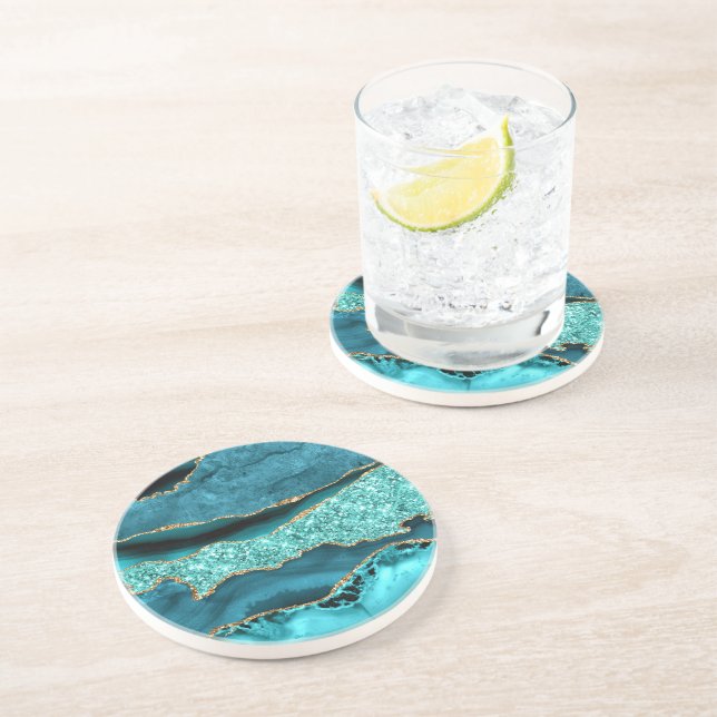 Dessous de verre Turquoise en marbre turquoise Par (Côté)