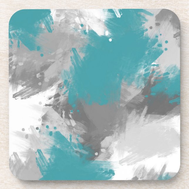 Dessous-de-verre Turquoise Gris Abstrait (Devant)