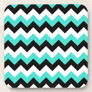 Dessous-de-verre Turquoise noir et blanc Chevron