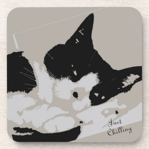 Dessous-de-verre Tuxedo Chilling de chat