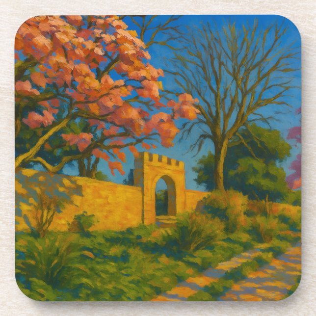 Dessous-de-verre Twin Blossoms - Peinture sur le chemin de jardin p (Devant)