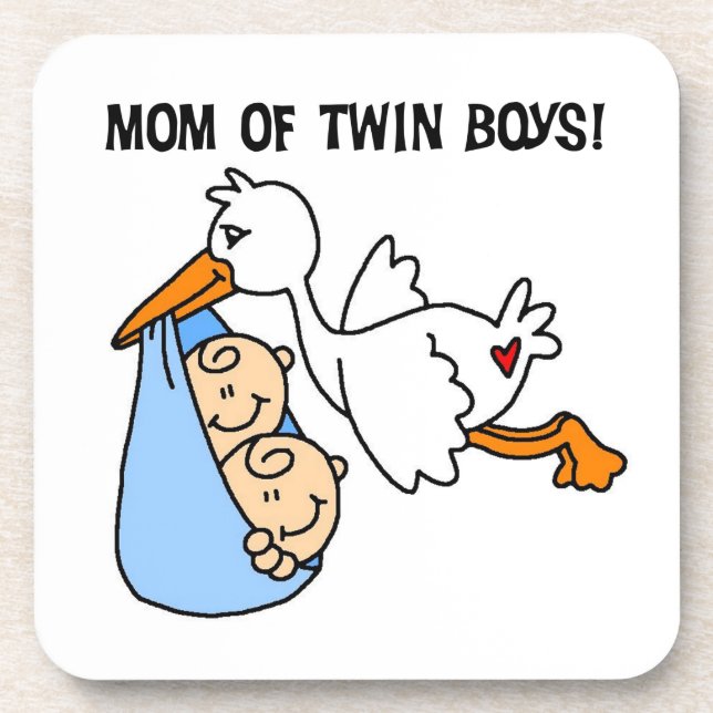 Dessous-de-verre Twin Boys Maman Cadeaux de cigognes (Devant)
