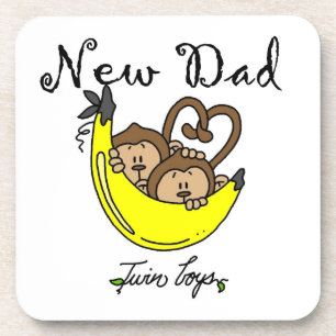 Dessous-de-verre Twin Boys Singes Nouveau Papa Cadeaux