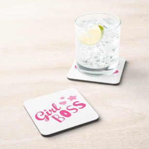 Dessous-de-verre Typographie Boss de marque personnalisée Pink Noir
