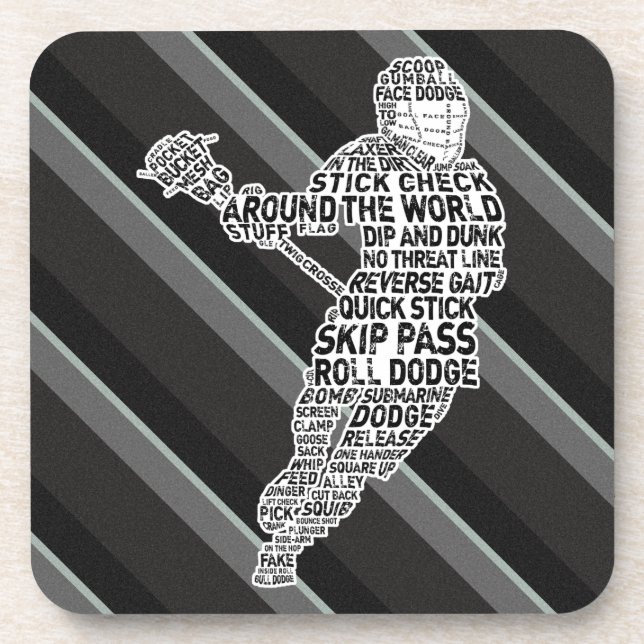 Dessous-de-verre Typographie de Lacrosse Player Boissons Mat (Devant)
