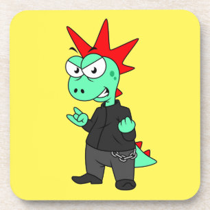 Dessous-de-verre Tyrannosaurus Rex Habillé Comme Un Punk.