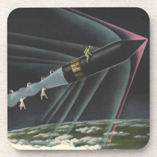 Dessous-de-verre Un astronaute de science-fiction vintage à cheval 