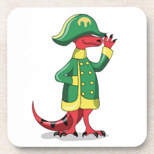 Dessous-de-verre Un Dessin Tyrannosaur Rex Habillé Comme Napoléon.