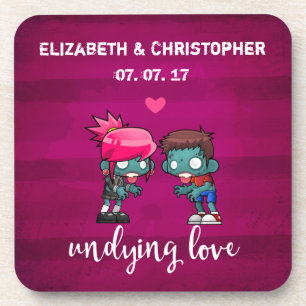 Dessous-de-verre Un mignon couple Zombie Unmourant Mariage d'amour