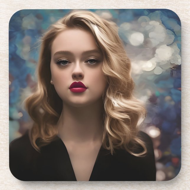 Dessous-de-verre Une Belle Femme Blonde (Devant)