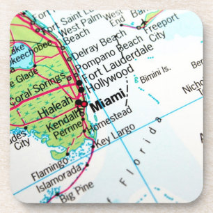Dessous-de-verre Une carte montrant la ville américaine de Miami