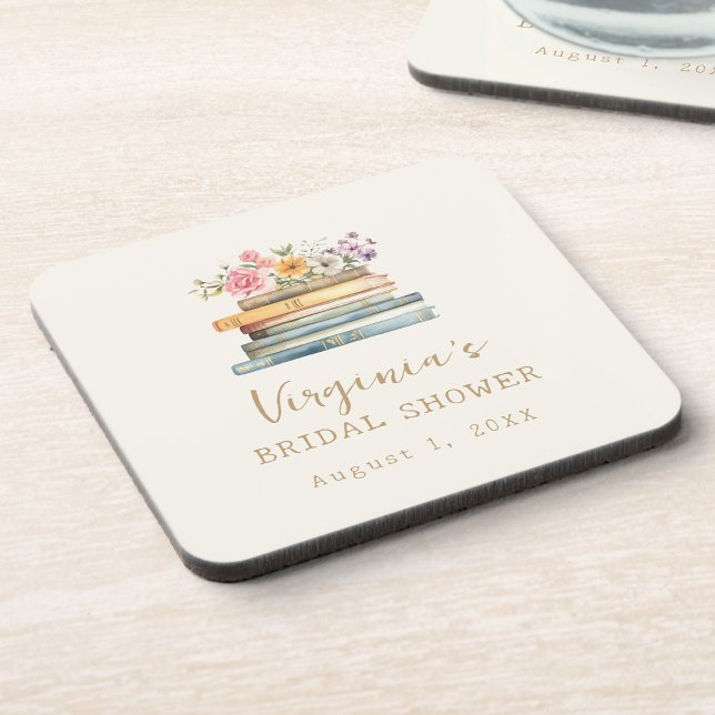 Dessous-de-verre Une nouvelle Fête des mariées de livre de chapitre (A New Chapter Wildflower Books Bridal Shower Beverage Coaster by Painted Paperie
)
