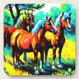 Dessous-de-verre Une pièce d'art Cheval brillante et joyeuse. Comma