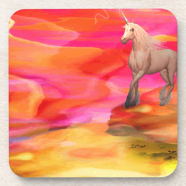 Dessous-de-verre Unicorne dans le désert peint (Devant)