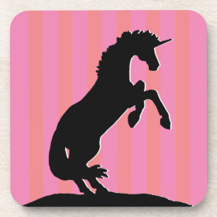 Dessous-de-verre Unicorne d'élevage noir (rayé rose)