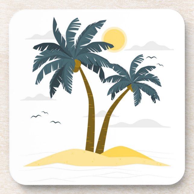 Dessous-de-verre Vacances Plage Cute Palm Tropical (Devant)