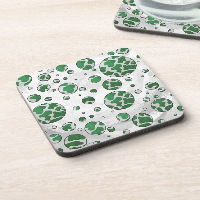 Dessous-de-verre Vache à pois Imprimé vert et blanc (Côté gauche)
