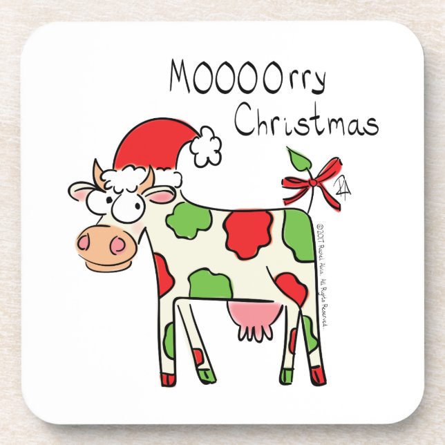Dessous-de-verre Vache Drôle Caricature Noël (Devant)