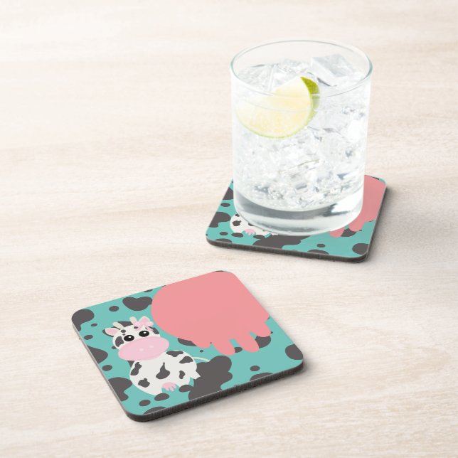 Dessous-de-verre Vache drôle motif cartoon pis rose  (Côté Droit)