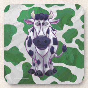 Dessous-de-verre Vache sauvage verte et blanche à imprimé