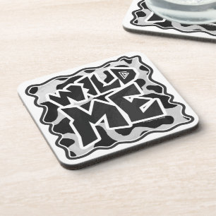 Dessous-de-verre Vache Wild Me Noir et Blanc